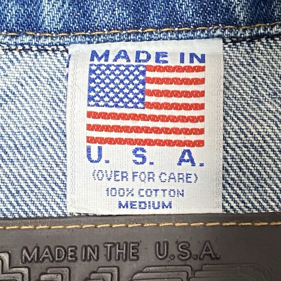 Snap On Tools Denim Jacket Sz M Embossed Eagle Logo Tyca Made in the USA Blue - Picture 11 of 12